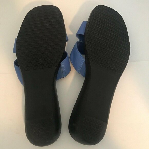 Womens Light Blue Periwinkle Leather Slip-On Slides Sandals Size 10 - Picture 5 of 6